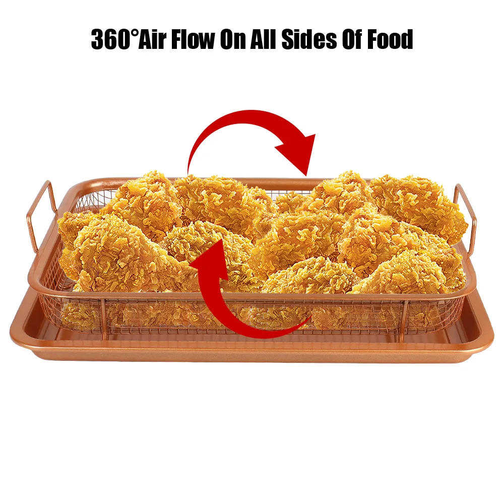 For Oven Air Fryer BBQ Baking Tray Grill Crispy Mesh Oil Frying Baking Pan Non-stick Chips Basket Stainless Steel Kitchen Tools