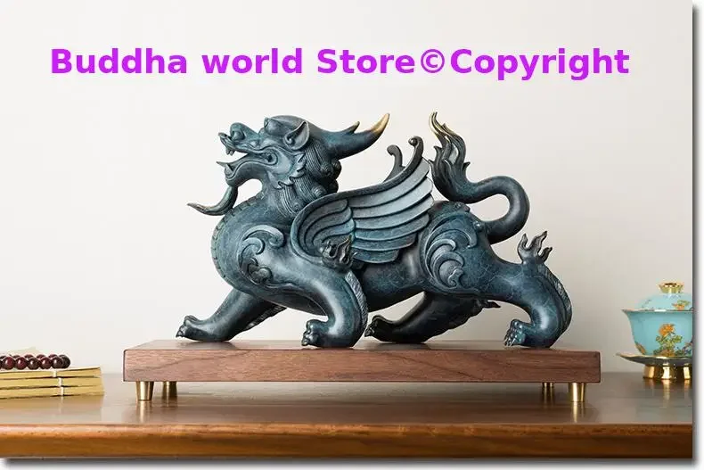 Large TOP art Collection high grade Home company living room bring wealth GOOD LUCK Royal Dragon PIXIU FENG SHUI brass statue