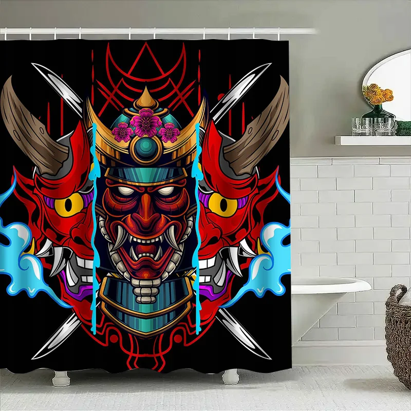 

Занавеска для душа Tuniu Samurai Ninja, крутой японский художественный декор комнаты для ванной комнаты, детские подростковые мальчики и девочки