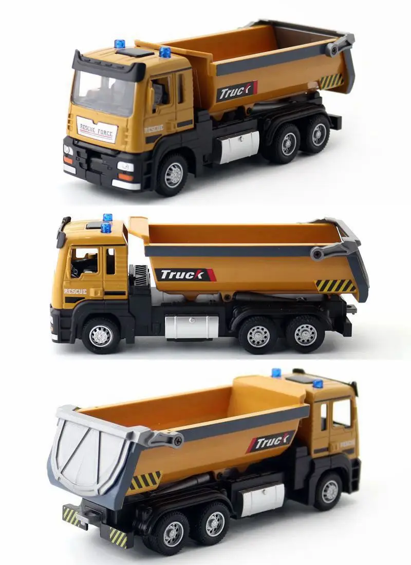 Diecast Toy Model 1:50 Scale dumper Engineering Transport Car Sound & Light Educational Collection Pull Back Gift For Kid