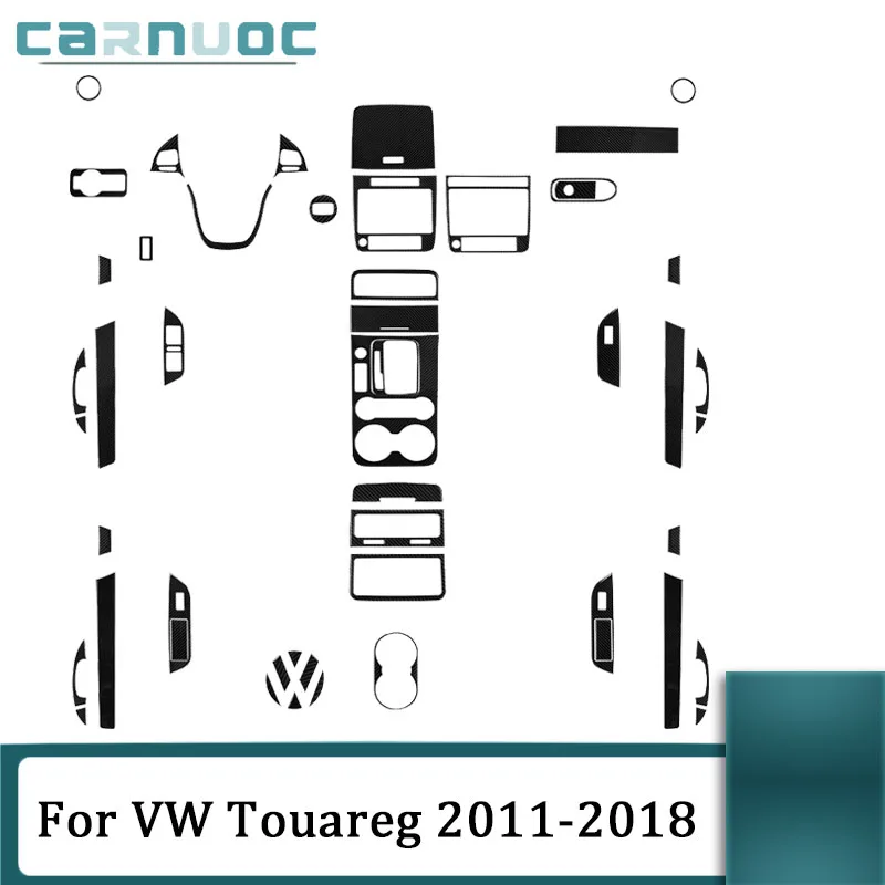 

Black Stickers For Volkswagen VW Touareg 2011 2012 2013 2014 2015 2016 2017 2018 Car Interior Carbon Fiber Styling Accessories