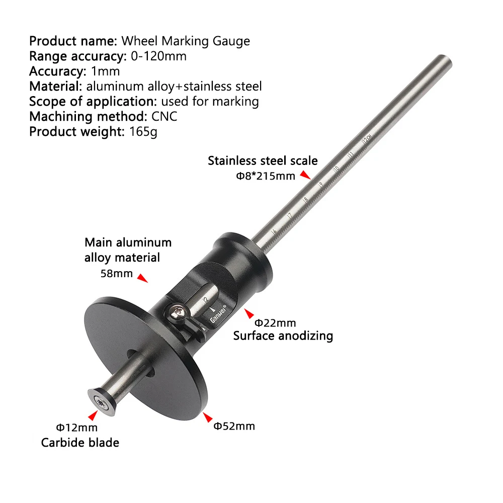 Woodworker Precision European Scriber Ruler Marking Gauge Fine-tuning Automatic Alloy Line Scribing Depth Measurement Blade Tool