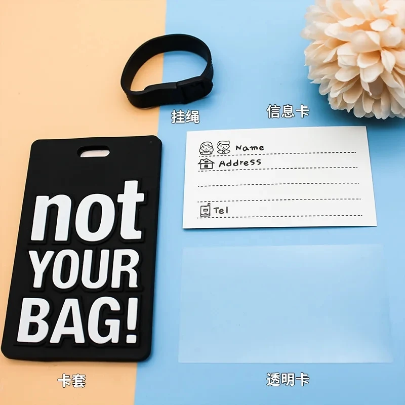 Fashion Creative Letter Not Your Bag Cute Travel Accessories Luggage Tags Suitcase Cartoon Style Silicon Portable Travel Label