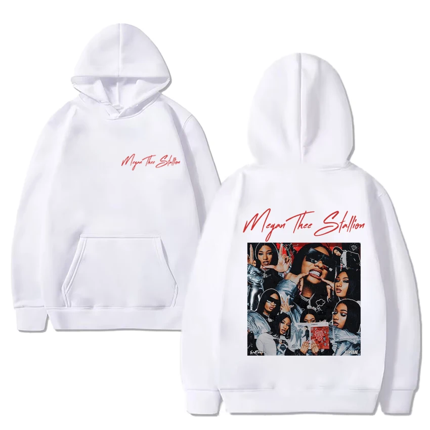 Hot Rapper Megan Thee Stallion 90s vintage print Hoodie Unisex Hip Hop Casual streetwear Men Women Fleece Long sleeve Sweatshirt