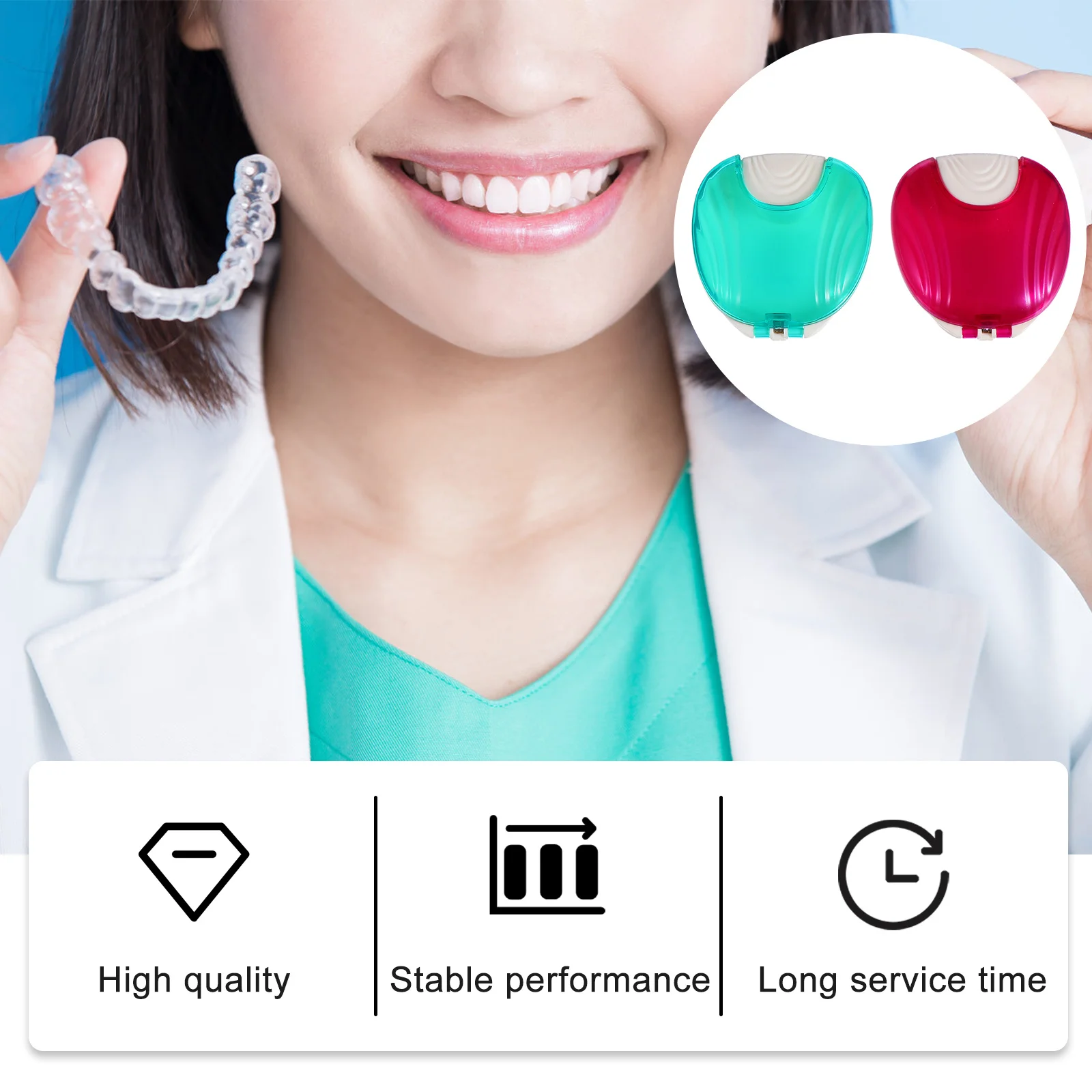 

2pcs Denture Case Transparent Retainer Box Non-Skid Press-To-Open Portable Mouth Guard Container For Travelers Elderly