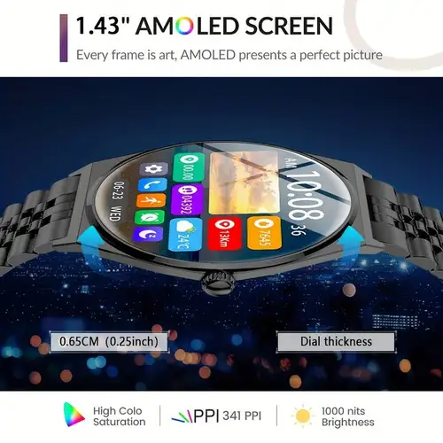 Imagen 2 del producto 2025 nuevo reloj inteligente Utral fino para mujer pantalla HD AMOLED de 1,43 pulgadas llamada Bluetooth rastreador multideporte reproductor de música carga USB