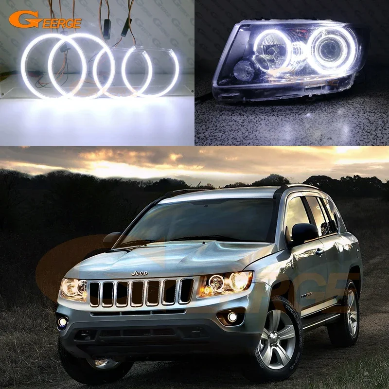 

For JEEP COMPASS 2011 2012 2013 2014 2015 2016 Excellent DRL Ultra Bright COB Led Angel Eyes Kit Halo Rings