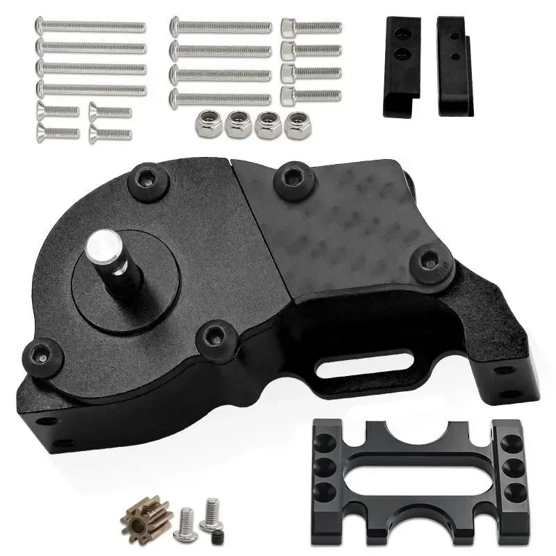 

LCG Metal Transmission Low Speed Gearbox With Motor Gear for 1/10 RC Crawler Car SCX10 TRX4 RC4WD Capra Upgrade Parts