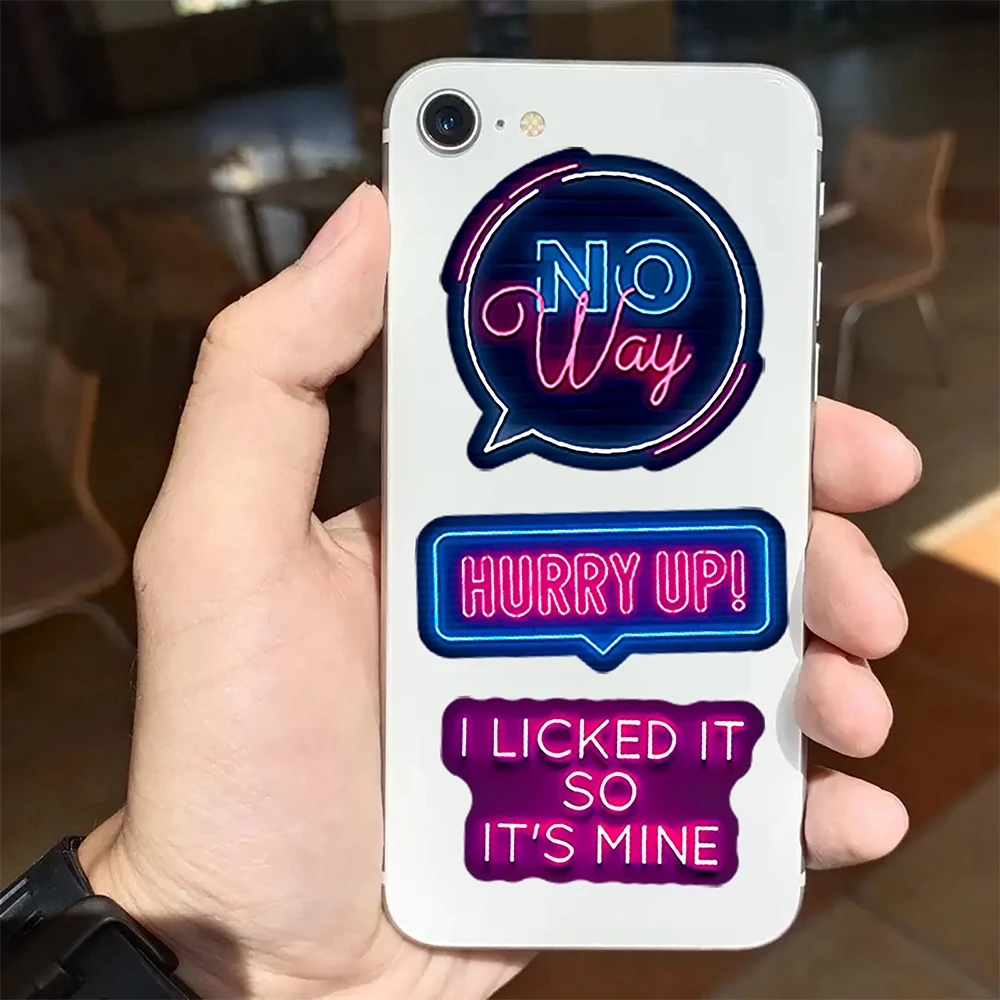 10/30/50 Uds. Pegatinas divertidas de neón con frases inspiradoras, pegatinas de grafiti de dibujos animados, impermeables, DIY, equipaje, teléfono, álbum de recortes, paquete de calcomanías