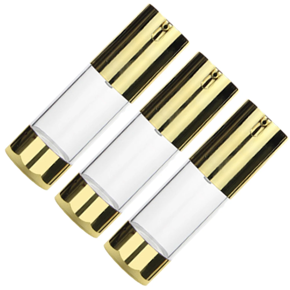 

3pcs Golden Airless Pump Bottles 50ml Travel Size Lotion Containers for Essential Oils Moisturizing Foundation