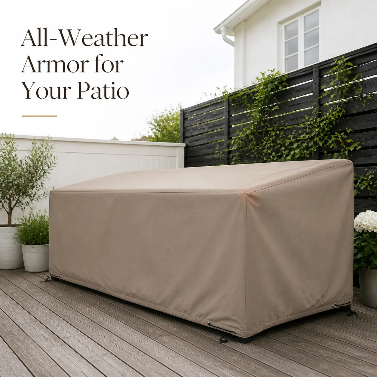 Housse de protection pour meubles de jardin, imperméable, résistante au froid, pour terrasse extérieure, en toile Oxford, 275x205x90cm, beige