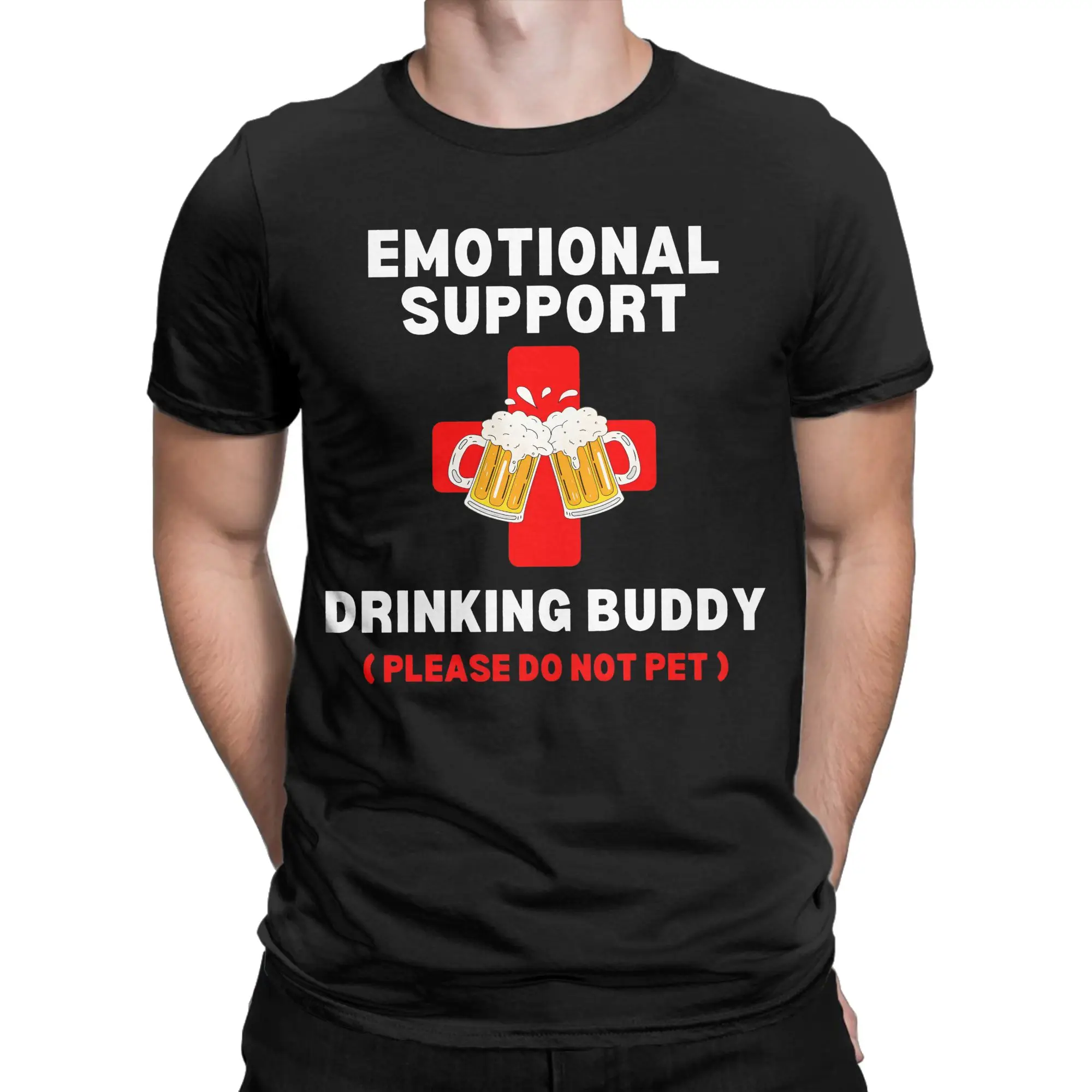 Emotional Support Drinking Buddy Beer Tee Shirt for Men Women Printed T Shirts  Cotton Clothing