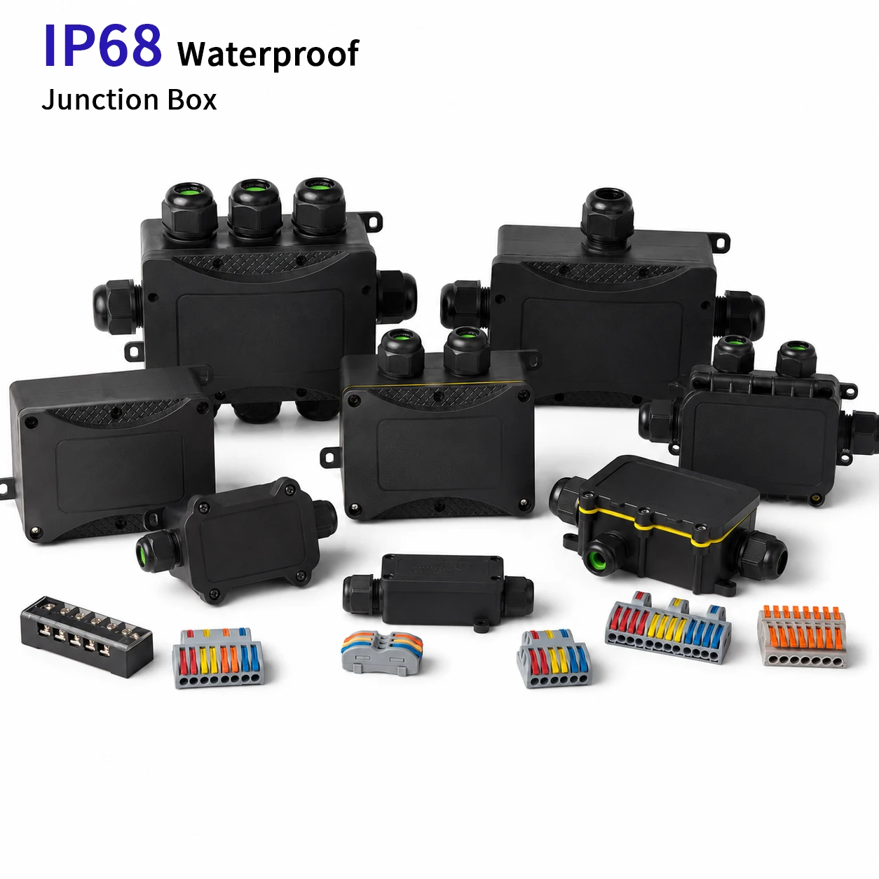 IP68 Wasserdichte Anschlussdose für den Außenbereich mit Kabelverschraubung für LED-Gartenbeleuchtung und Solarverkabelung – Detail 1