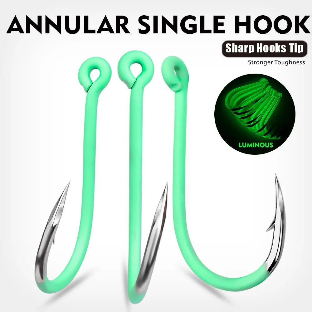 مجموعة من 10 خطاف صيد من الفولاذ الكربوني ، ملحقات فردية تستخدم في الطعم الناعم وصيد الأسماك في المياه المالحة #3