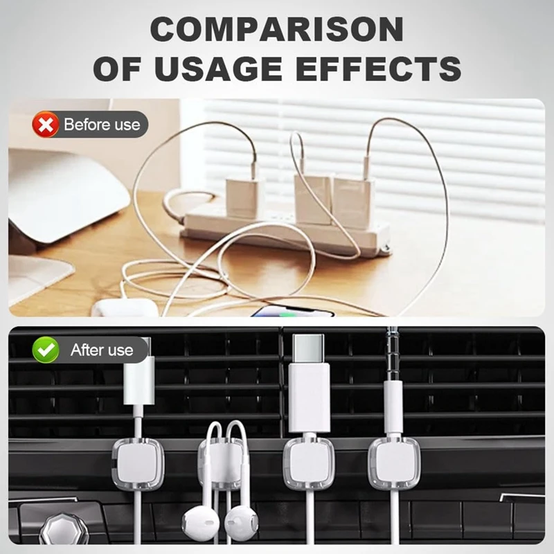 Top-Cable Organizer คลิป 12 ชิ้น Magnetic Cable Organizer ผู้ถือกาวที่แข็งแกร่ง,ซ่อนสายโทรศัพท์ Keeper