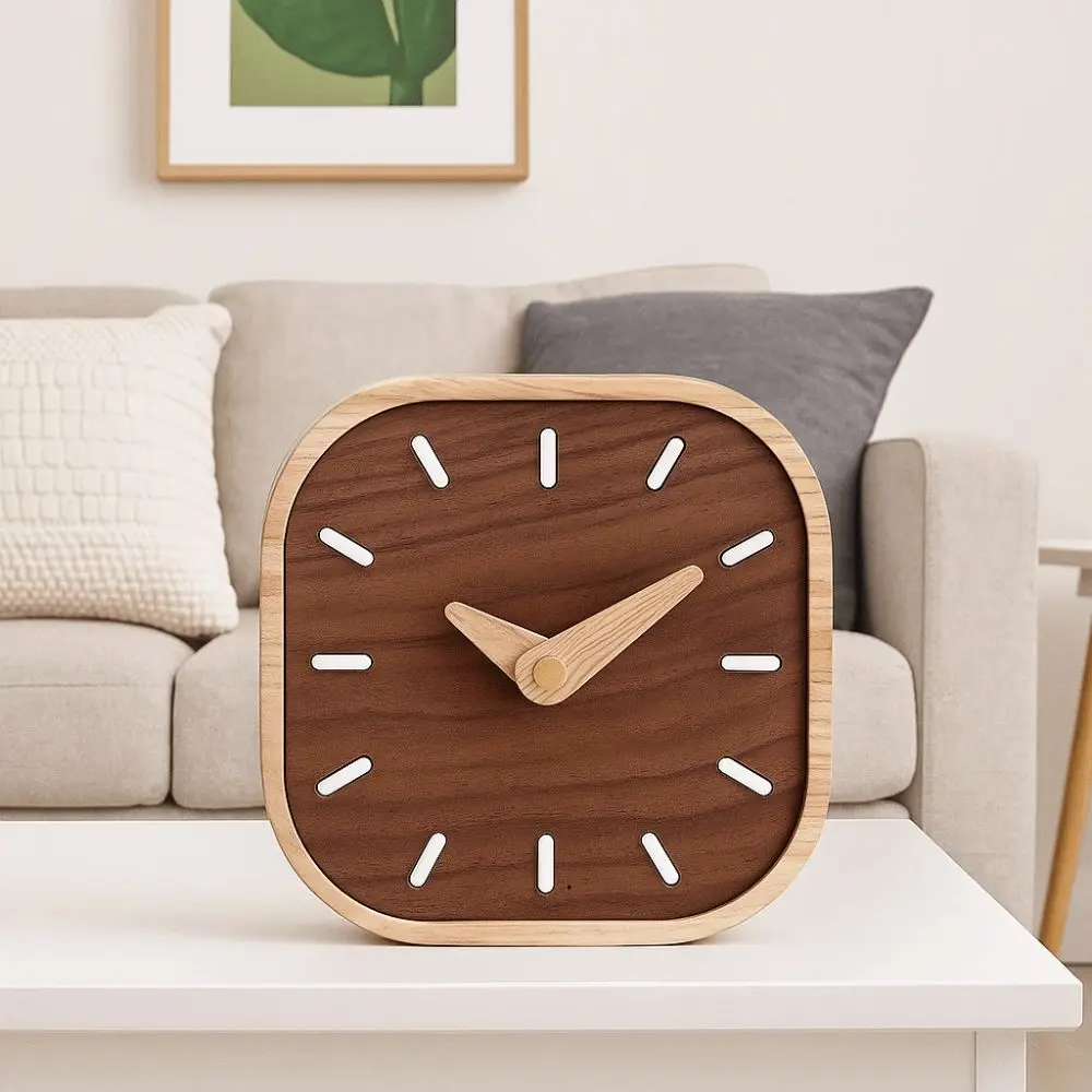

Portable Retro Tabletop Clock Wooden Exquisite Bedside Table Clock Decorative Silent Clocks Home Decor