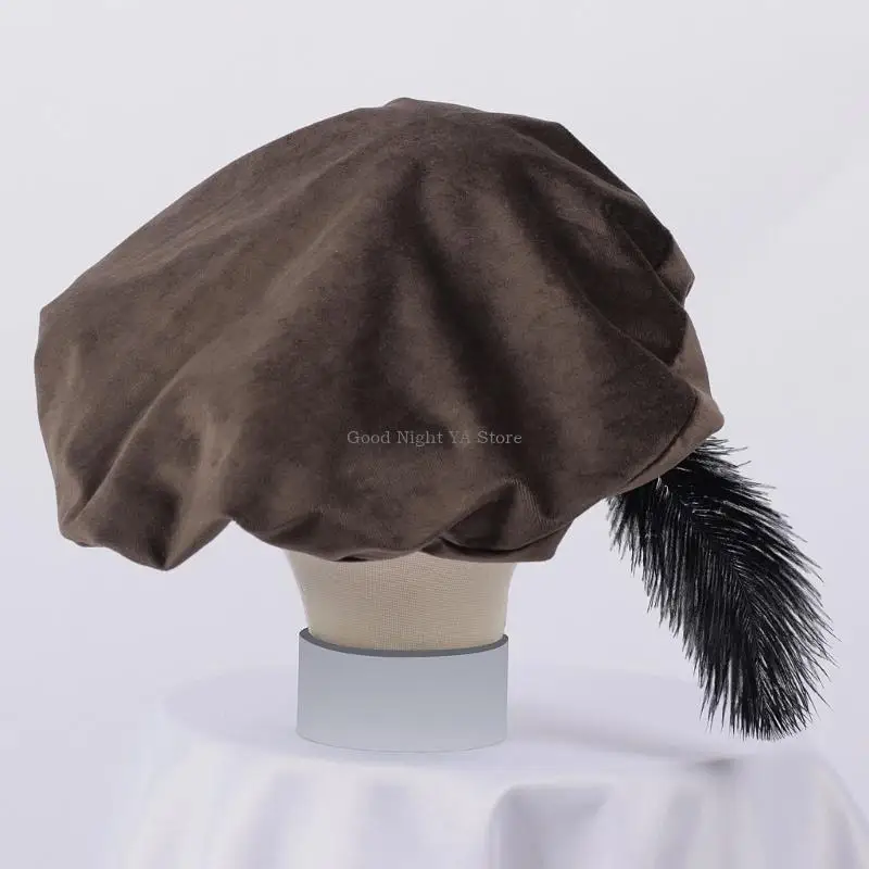 Medieval Hat Feathered Cap For Men Women Halloween Cosplay