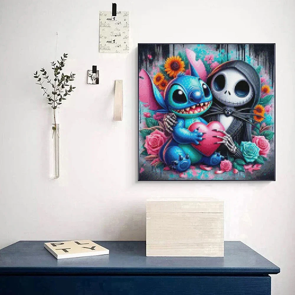 5D DIY Disney Diamond Painting Jack Skellington and Stitch Full Diamond Embroidery Cartoon Cross Stitch Halloween Art Decor