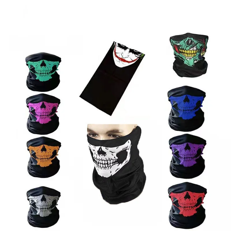 Halloween Skull Skeleton Outdoor Motorcycle Bicycle Headwear Hat Scarf Half Face Mask Cap Neck Ghost Scarf Christmas Decor Gifts