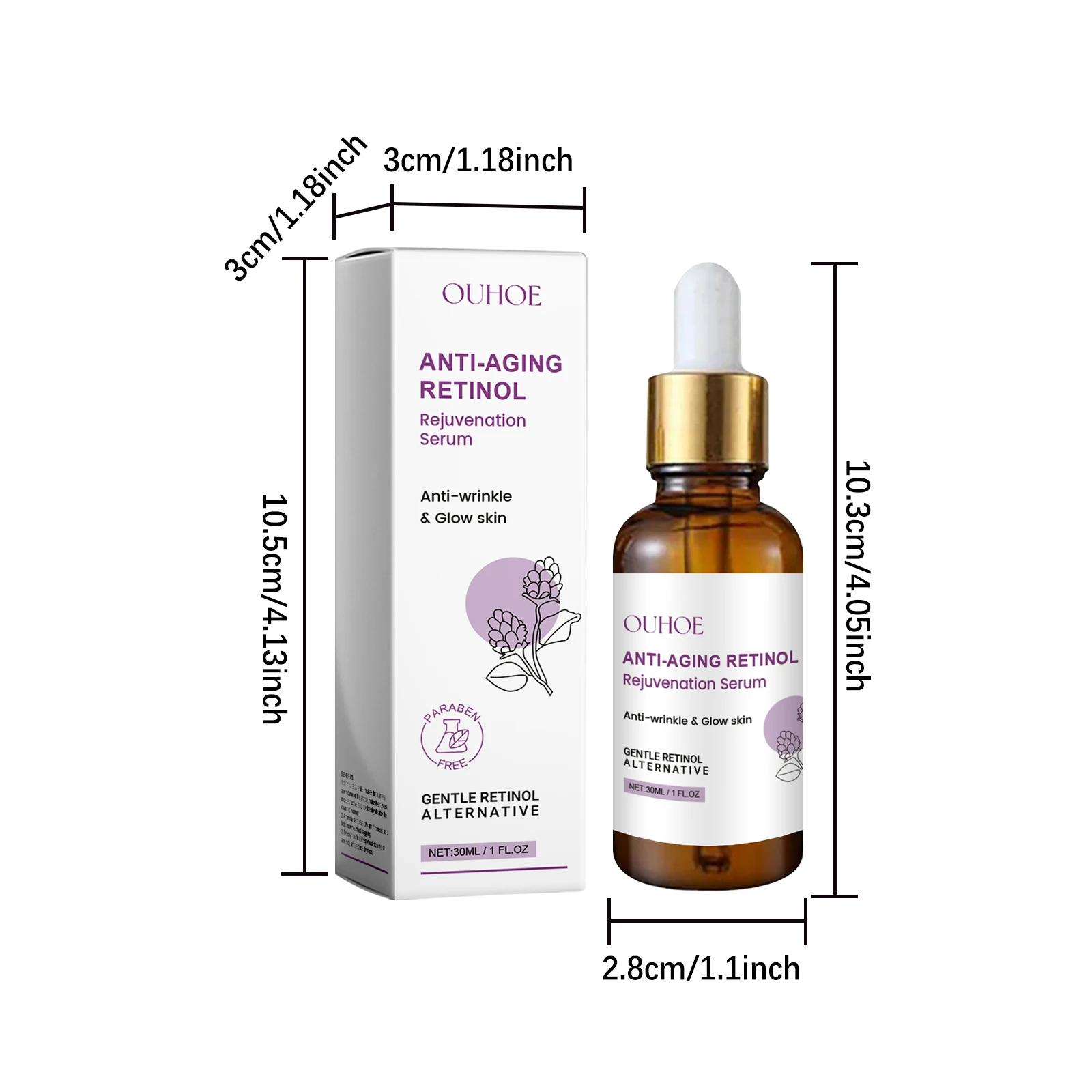 مصل Ouhoe Retinol للوجه مرطب وإزالة التجاعيد وشد البشرة والخطوط الدقيقة ويعزز مرونة البشرة وسيروم الوجه
