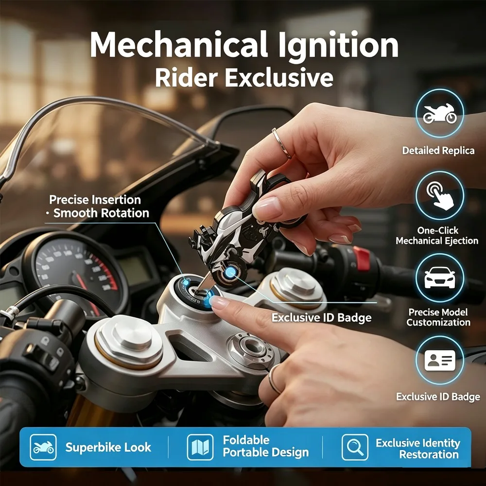 Motorcycle Shaped Folding Key For CFMOTO 450SR 2‑in‑1 Practical Key Simulation Motorcycle Model EDC Gift For Moto Enthusiasts 1