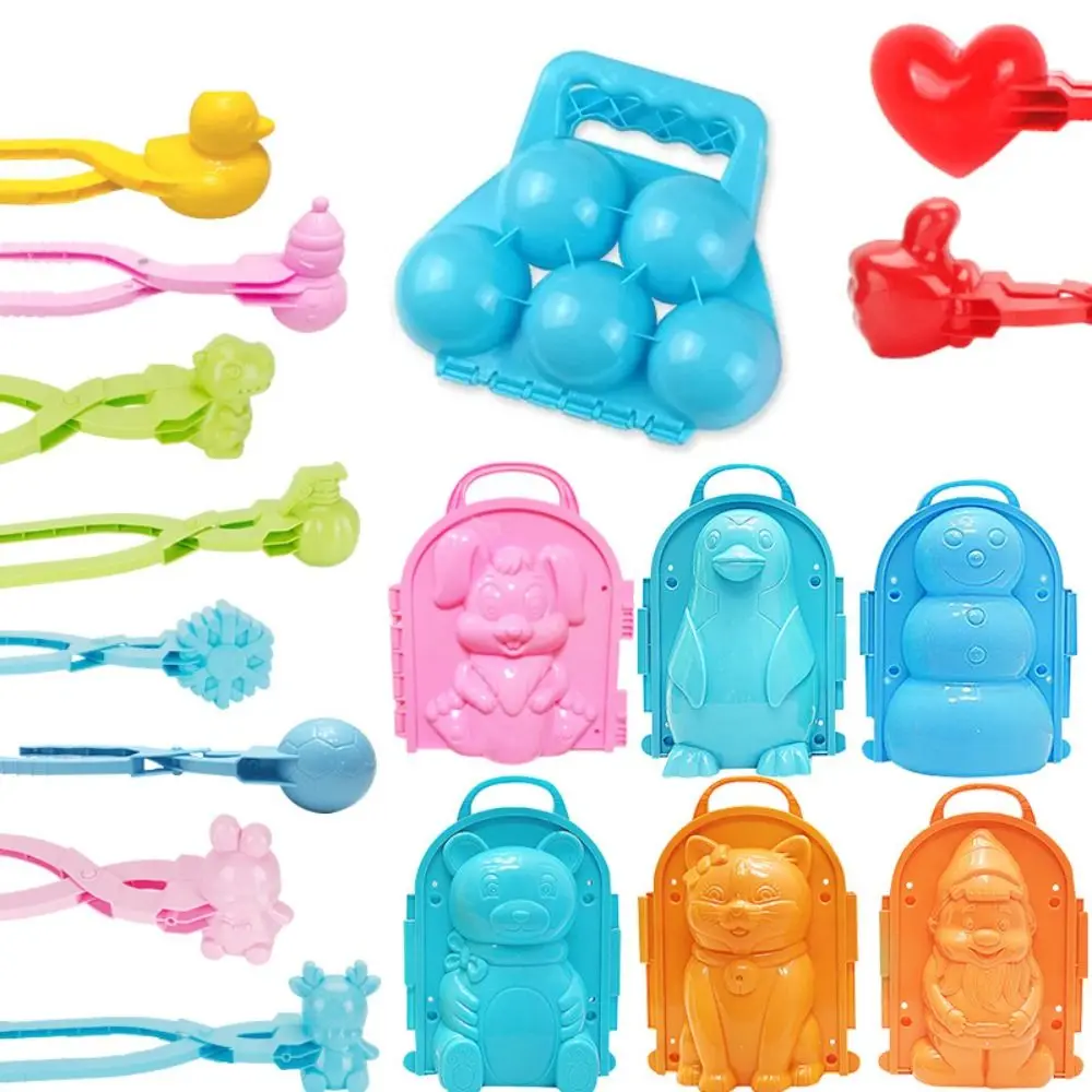 Funny Snow Mold Snowball Maker Snow Cartoon Snow Mold Tongs Sports Toy Winter Snow Sand Clip Mold Kid Snowball Fight