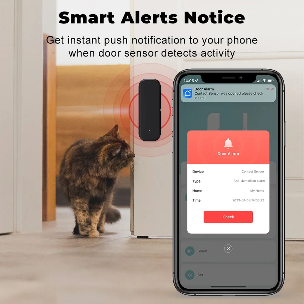 Voor Tuyawifi/Zigbeedoor Raamsensor Smart Home Draadloze Deur Open Close Detectors App Op Afstand Alarm Werk Met Alexagoogle Home