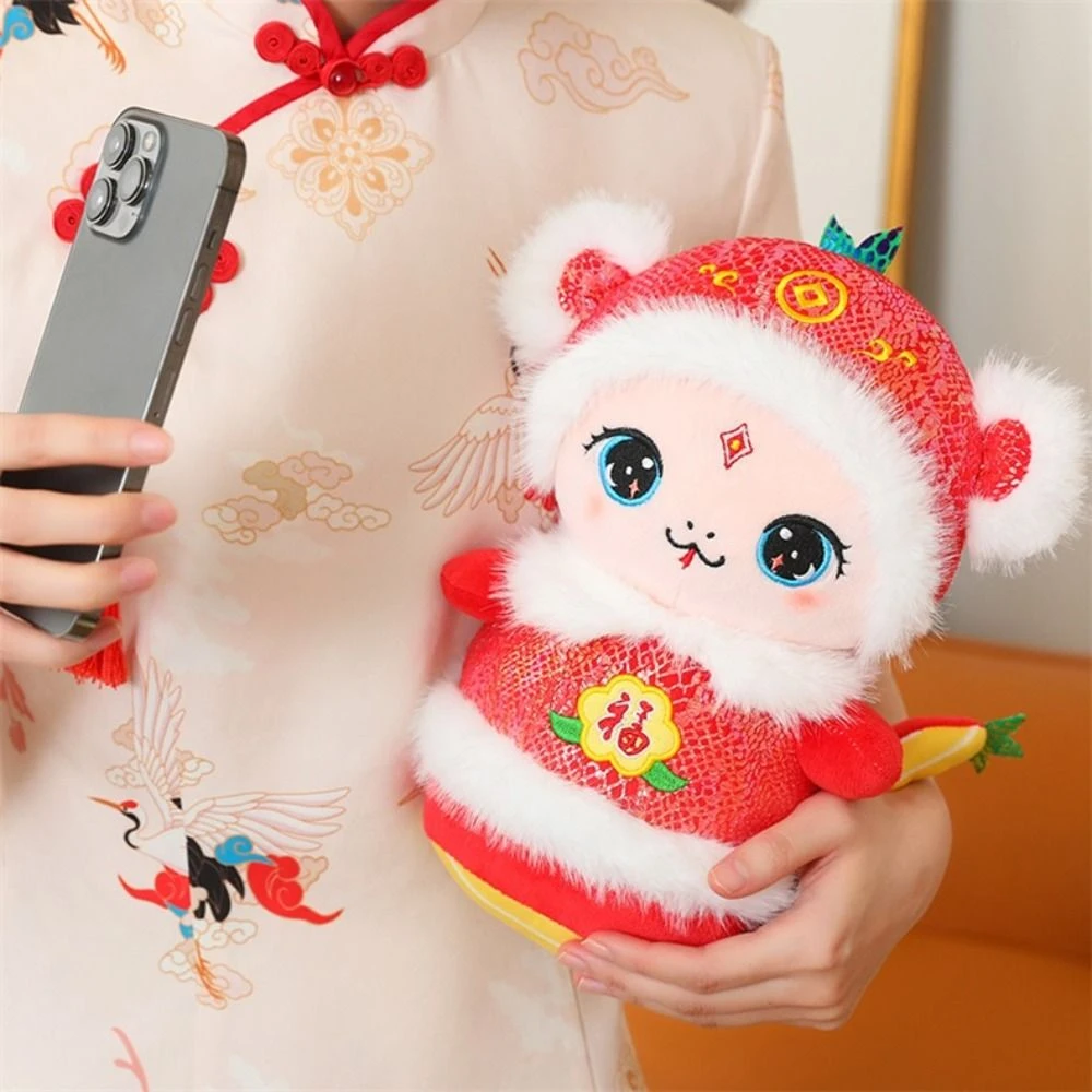 Chinese Style Snake Year Plush Toys Creative Red/Yellow New Year Snake Doll Doll Soft Cartoon Animal Pendant Spring Festival