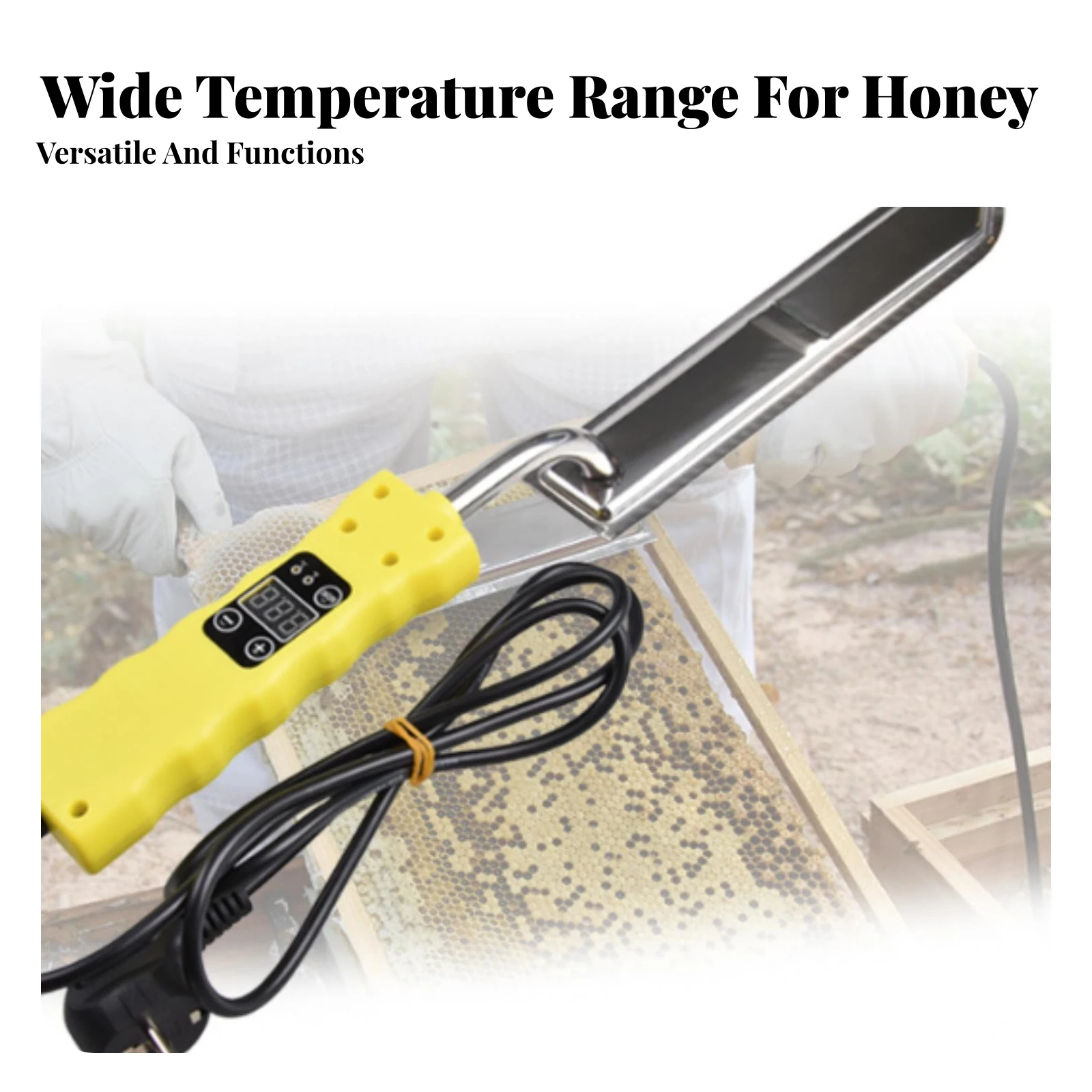 Heated Honeycomb Scraper Plastic Grip Heated Uncapping Cutter Control Buttons Electric Uncapping Cutter Metal Blade Beeswax