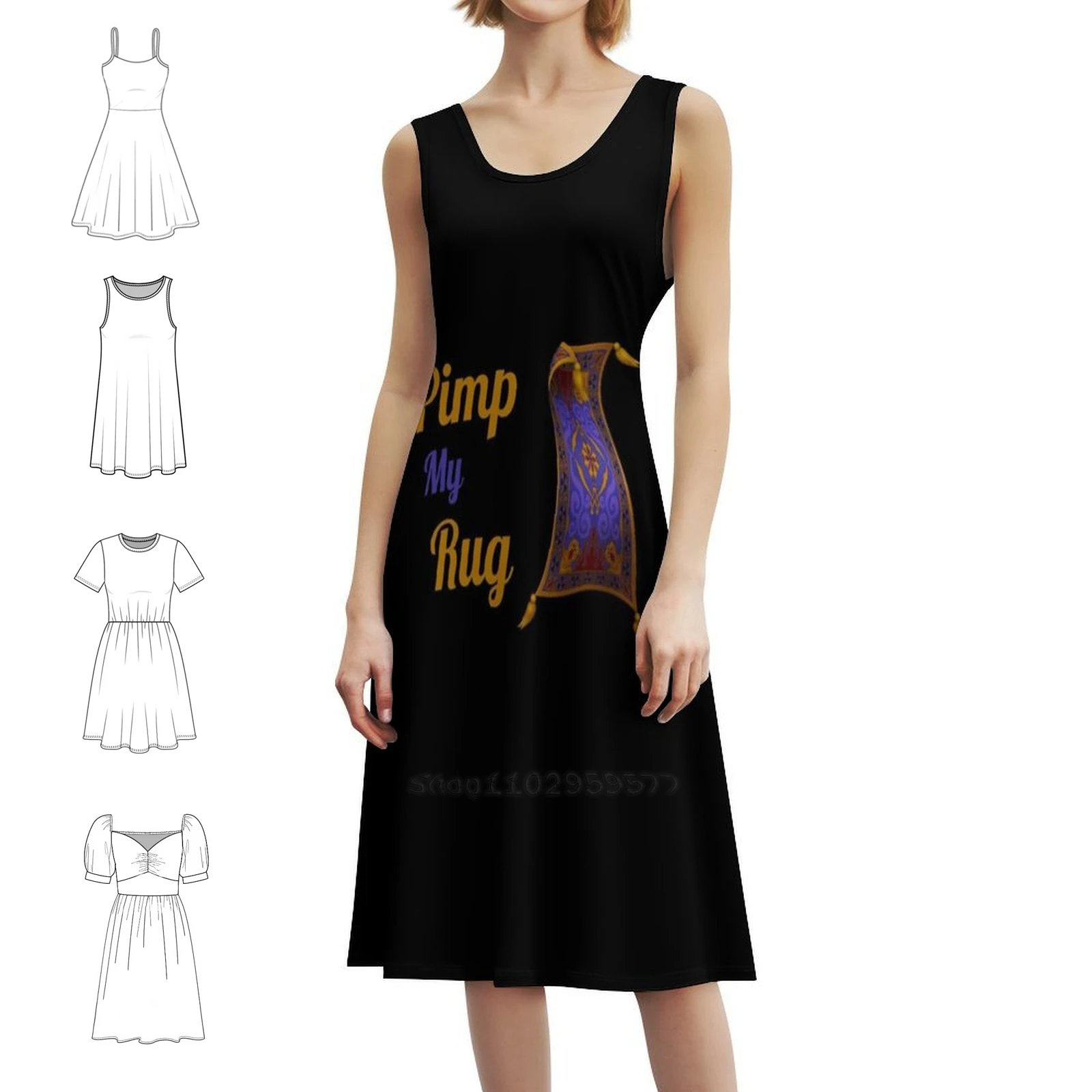 

Pimp My Rug. Aladdin Magic Carpet Black Floral Smock Dress For Women Spring Summer Casual Dress For Party Aladdin Magic Carpet