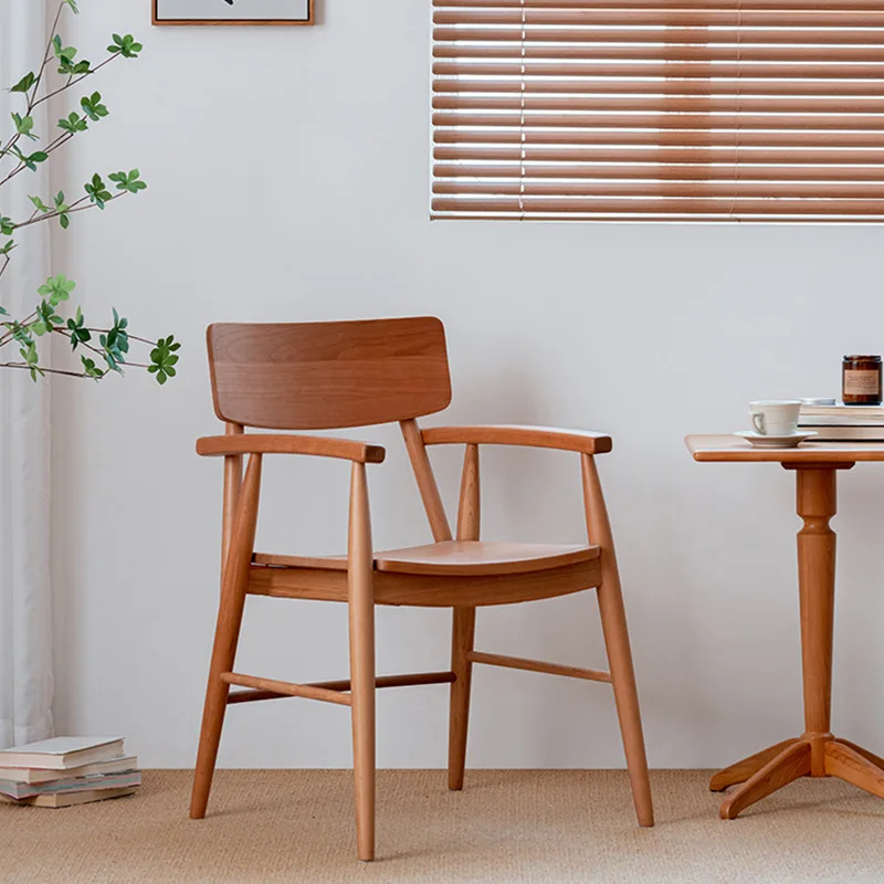 

Cherry wood modern minimalist with armrest back leisure chair home retro desk chair