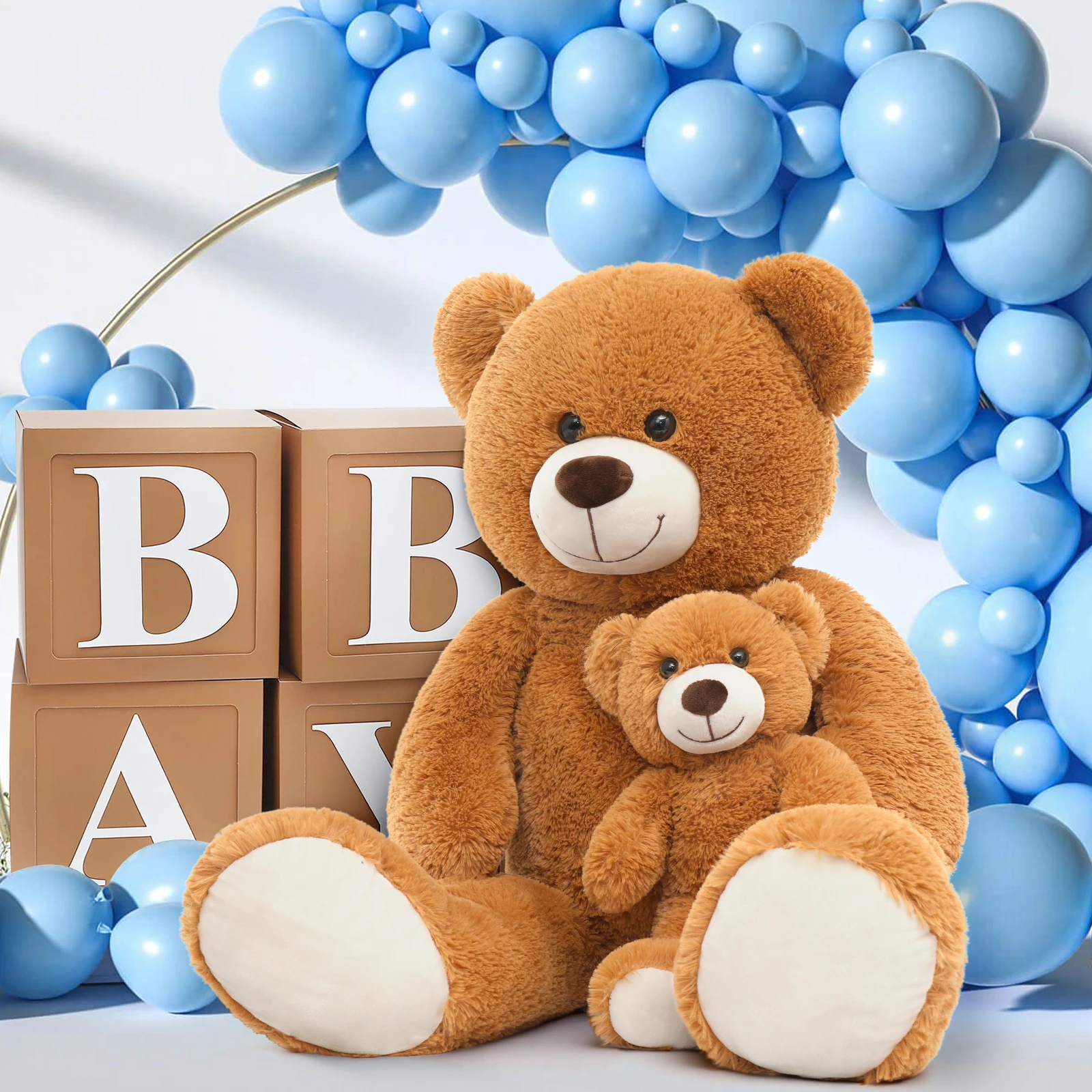 テジトゥール巨大ぬいぐるみ39インチ、大きなテディベアママと赤ちゃん、子供向けの大きなテディベア、バレンタインやクリスマスの彼女へのプレゼント