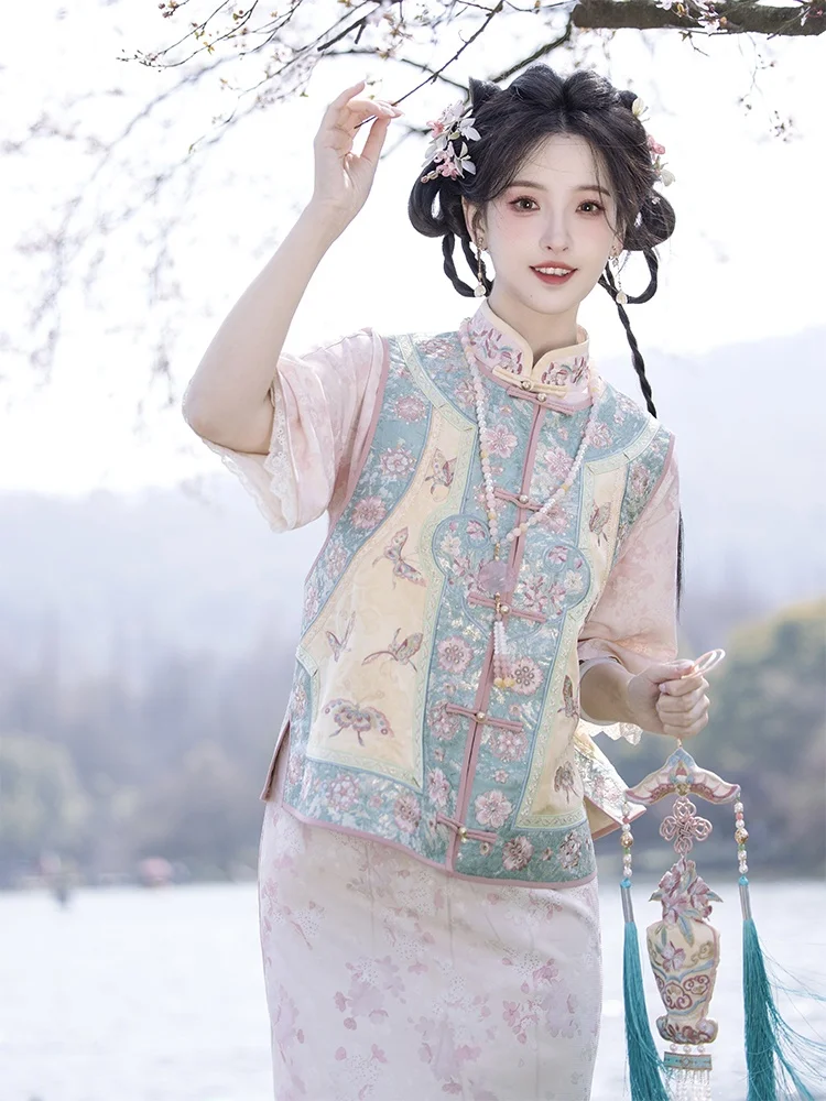 

Kawaima Spring Collection: Heavy Embroidery Versatile Kimono Set Traditional Chinese Sle Women's Faion Hanfu Ensemble