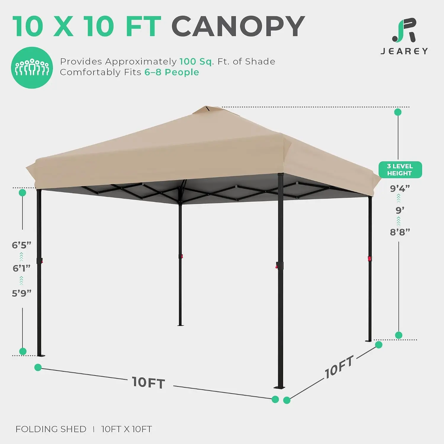 10x10 Pop Up Canopy Tent, Easy Up Outdoor Market Canopy, Beige