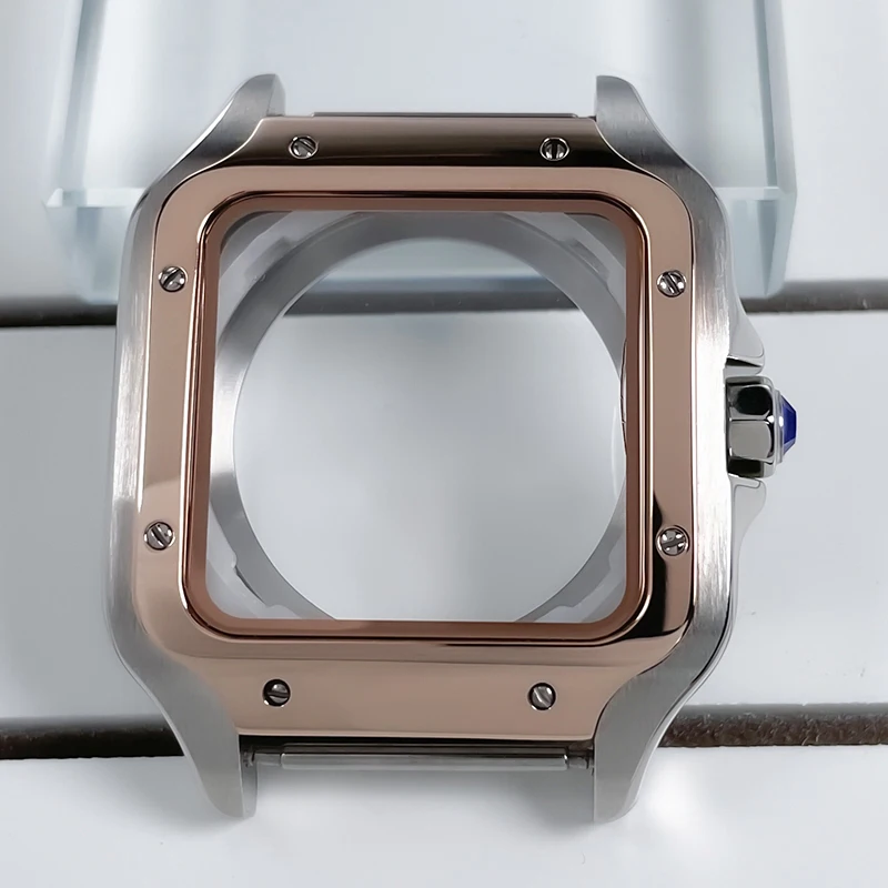 38mm NH35 Vierkante Kast Zwart Goud Roestvrij Staal Modificatie Onderdelen Voor SKX Mod Accessoires Fit Santo Case NH35 NH36 Beweging