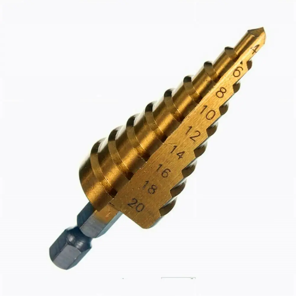 4-20mm HSS Titanium Coated Step Drill Bit Drilling Power Tool Metal High Speed Steel Wood Hole Cutter Step Cone Drill