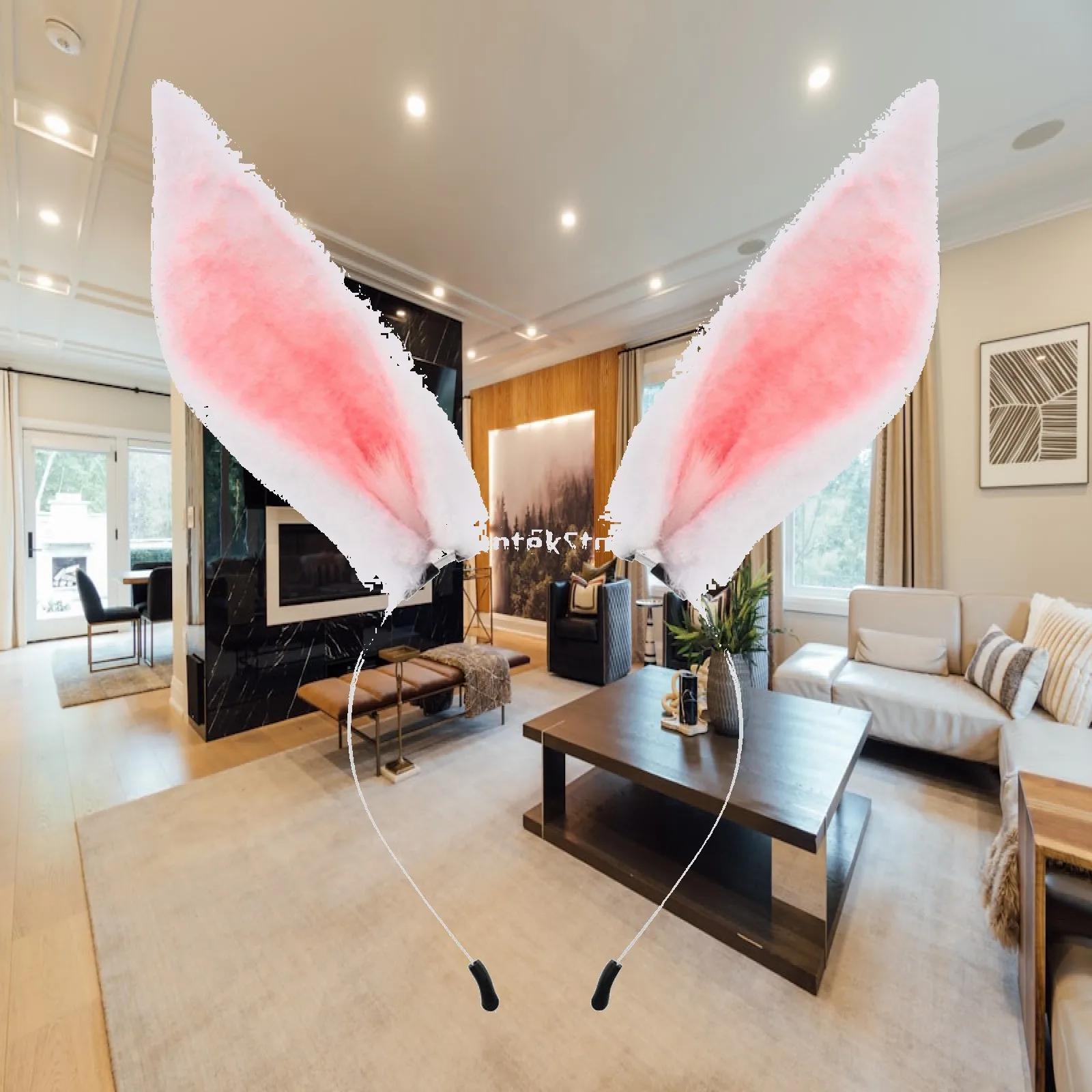Halloween Rabbit Ear Headband Pink Bunny Ears Hair Hoop for Cosplay Party Fancy Dress Headwear Costume Accessory Adult Kid