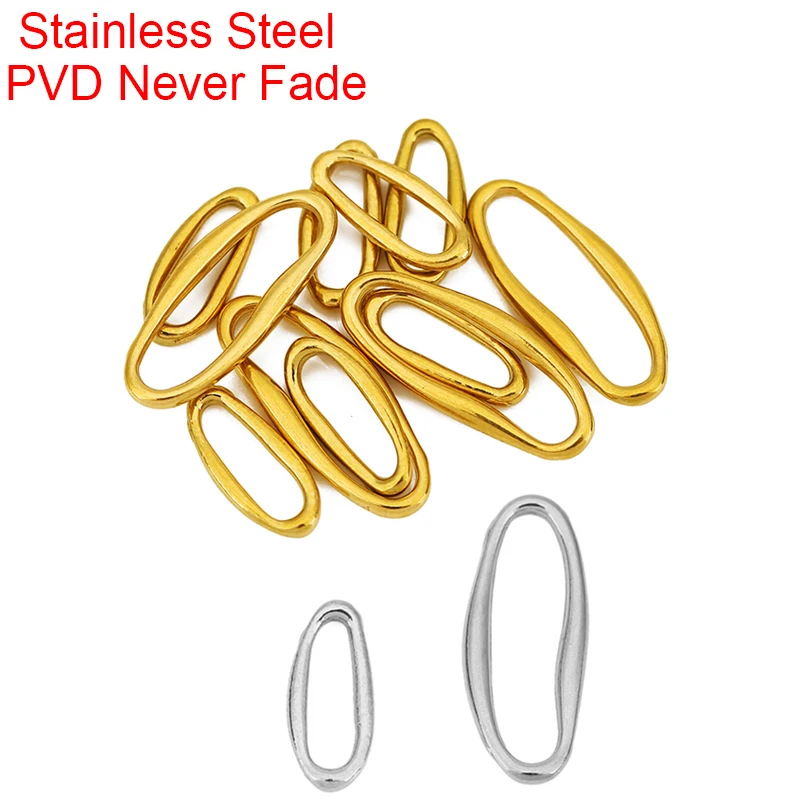 10pcs 6x14 9x21 mm Stainless Steel Close Oval Jump rings PVD Never Fade Split Rings Connectors For Diy Jewelry Making Findings