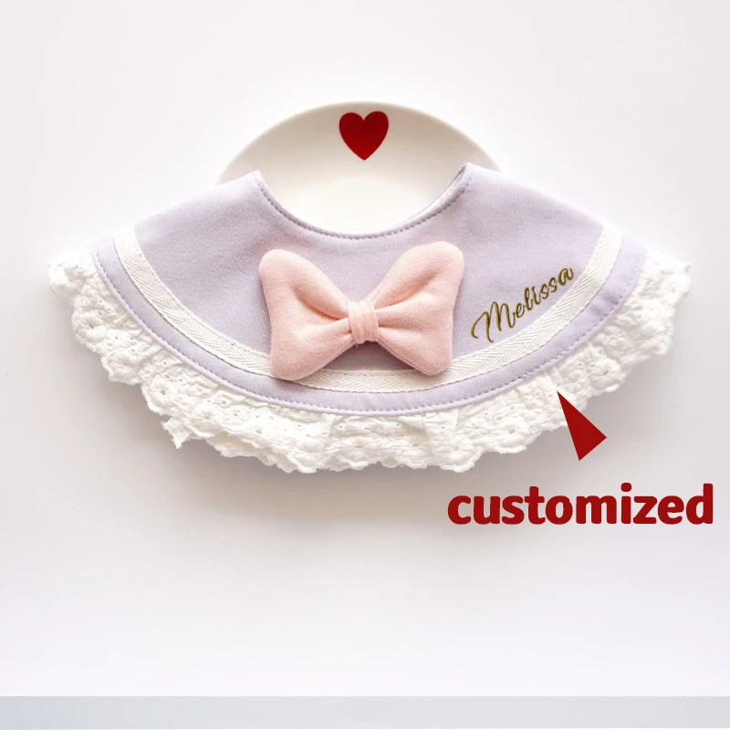 Customized Baby Bib Cotton Baby Stuff Accessories Girl Newborn Baby Boy Stuff Scarf Bib Infant Burp Cloth Embroidery Name Gift