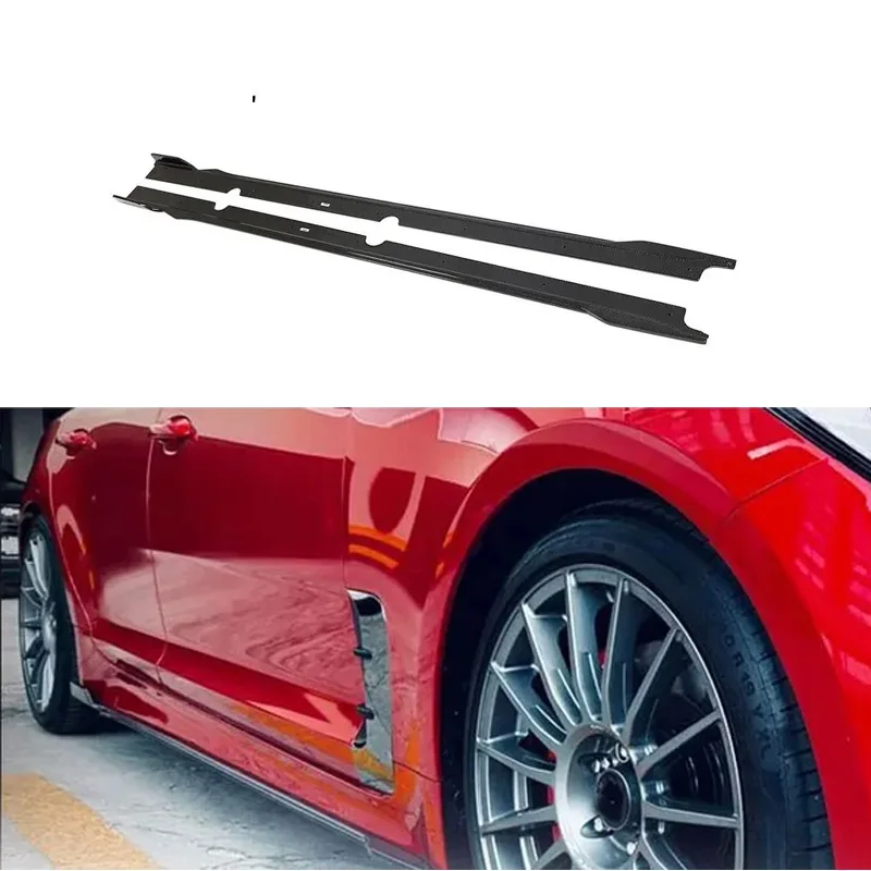 Carbon Fiber Auto Car Side Skirts Lip For KIA Stinger 2018-2022 Car Extensio Rocker Panels Lip Splitter Spoiler Bumper Diffuser