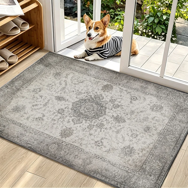 Vintage Pattern Circular Welcome Mat Designed For Cafe Supermarket Restaurant Office Dance Studio Gym Space Usage