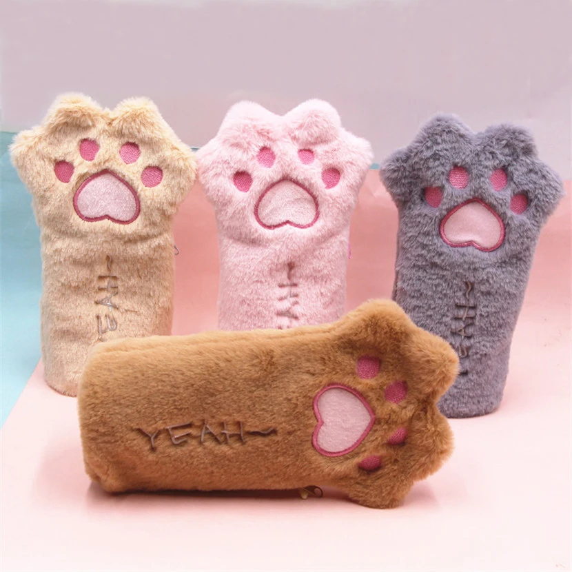 Pencil Case Material Escolar Cat Kawaii Plush Estuche Pencil Cases kalemlik Stationery Cute Estojo Escola Piornik Pen Case