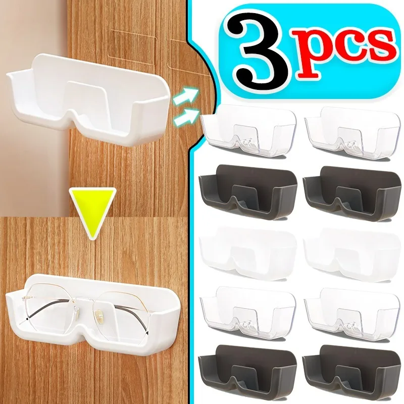 Light Glasses Wall Mounted Box Eyeglasses Punch-free Storage Shelf High Viscosity Spectacles Placement Rack Eyewear Cases Holder