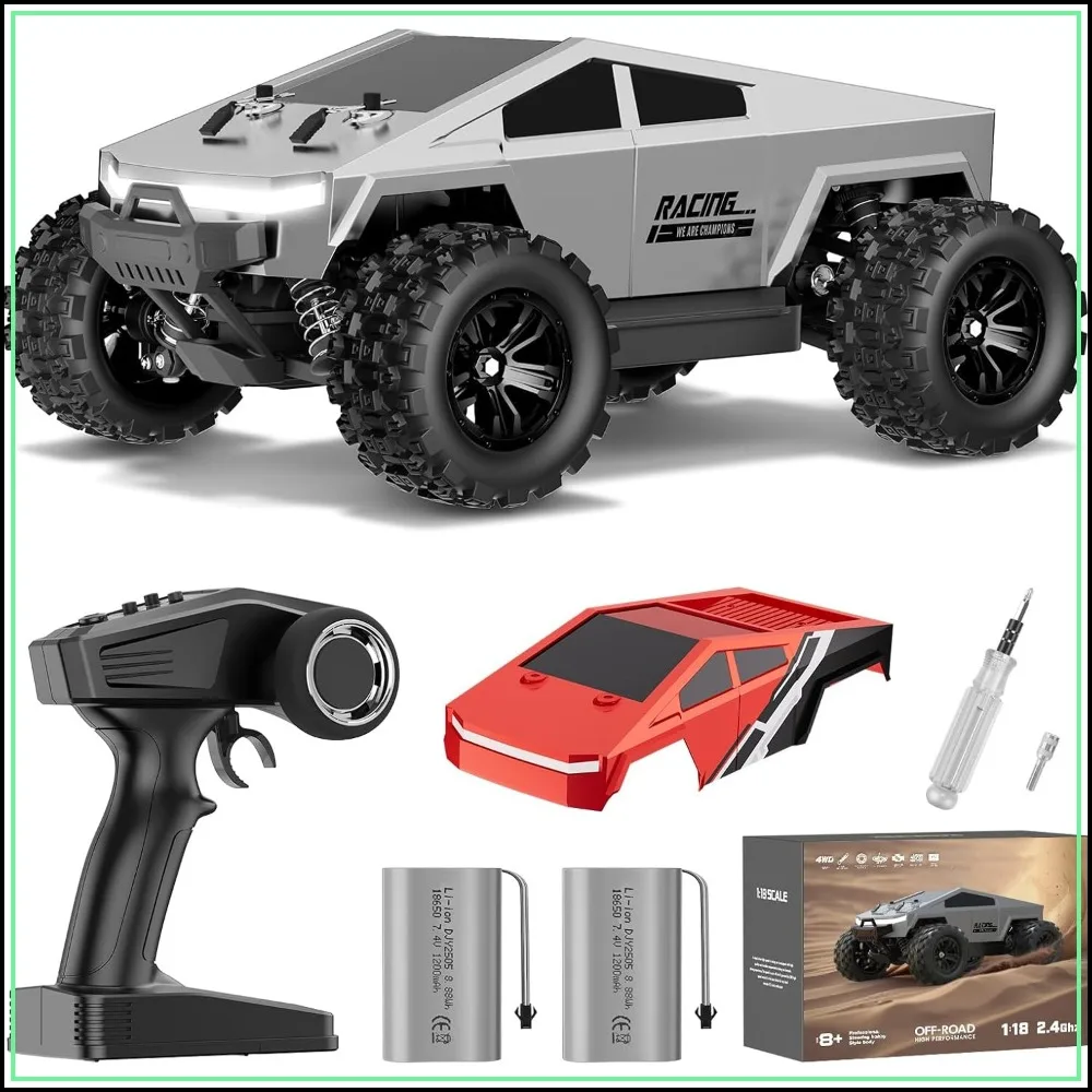 

1:18 Fast RC Car 40 KPH High Speed 4X4 Remote Control Monster Truck, All Terrain Vehicles Toy with 2 Batteries, 2.4GHz Remote, 2 PVC Shell Off-Road Pickup, Gift