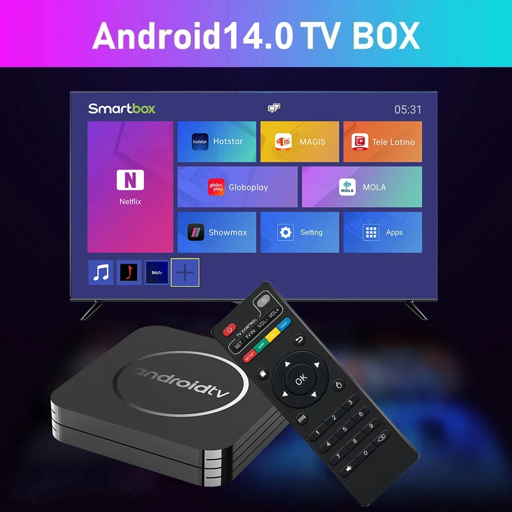 Android14.0 Tv Box Smart Allwinner H3 HDR10+ 1080P 8K 2.4G Wifi IPTV Set Top Box Media Player Mendukung Netflix Google YouTube