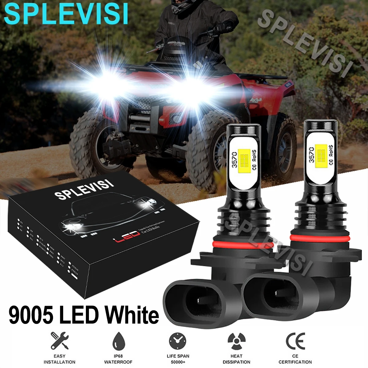 2X70W 6000K Kit Lampu Depan LED Putih Murni untuk Can-Am Outlander Max1000 2013-2016 1000R 2016 Max 500 2013-2015 Max 570 2017-2019