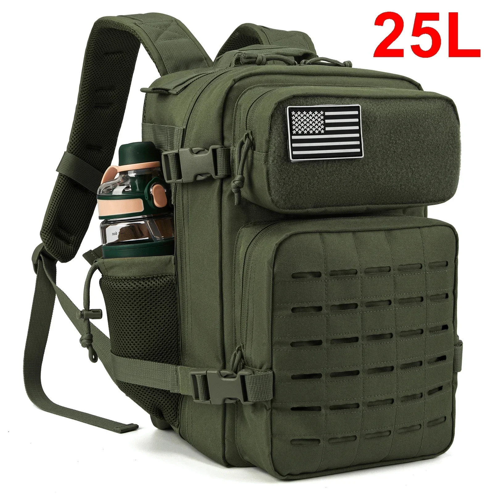 ReFire Gear 25L Taktischer Rucksack Outdoor-Tasche Fitness-Rucksack MOLLE-Rucksack Damen/Herren Wandern Überlebensrucksack Herren Dual-Getränkehalter 7