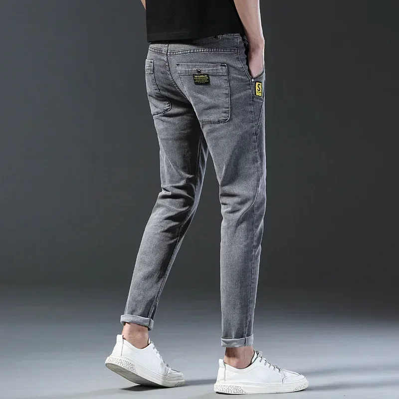 جينز رجالي قطني مطاطي قطني للرجال جينز ، بنطلون مطاطي رمادي ضيق للرجال ، بنطلون نحيف للأقدام الصغيرة ، اتجاه ، علامة تجارية غير رسمية #4
