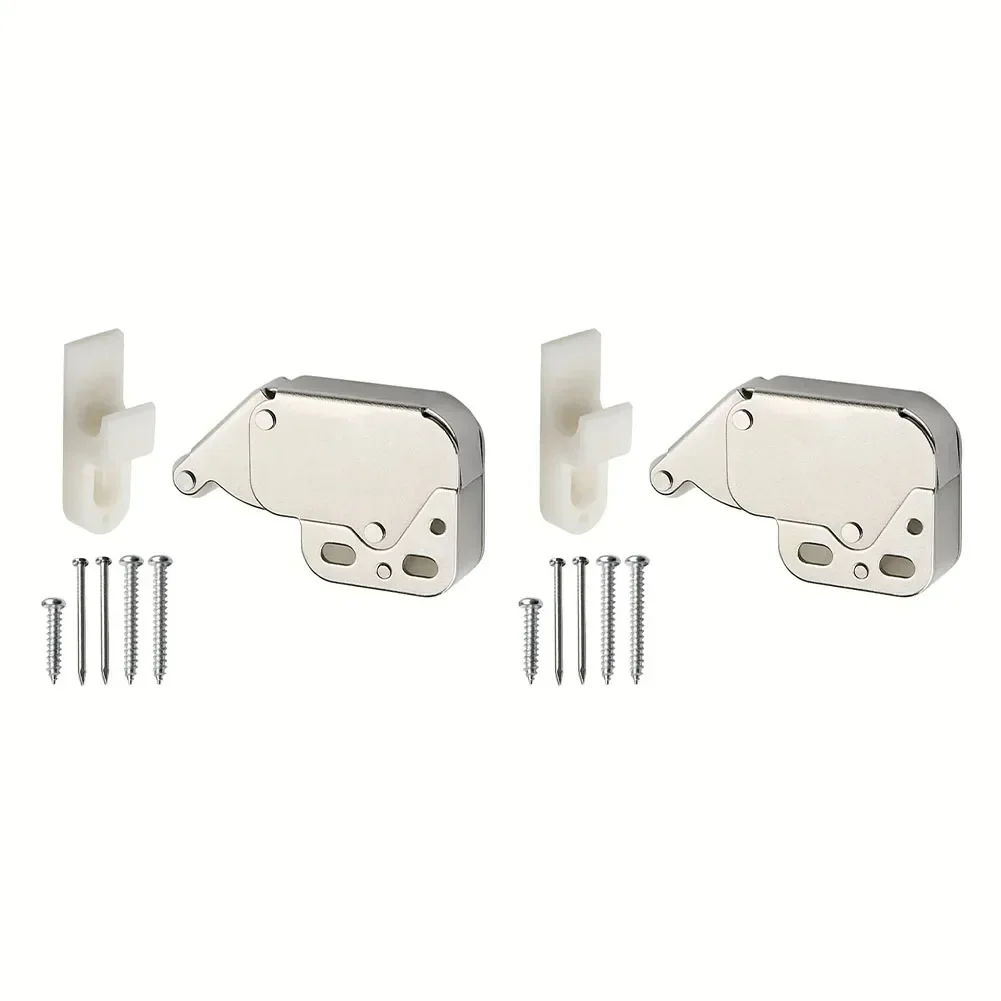 

Effortless Closing And Reliable Locking For Cupboards And Cabinets Sturdy Metal Construction 2PCS Latch Automatic Spring Lock