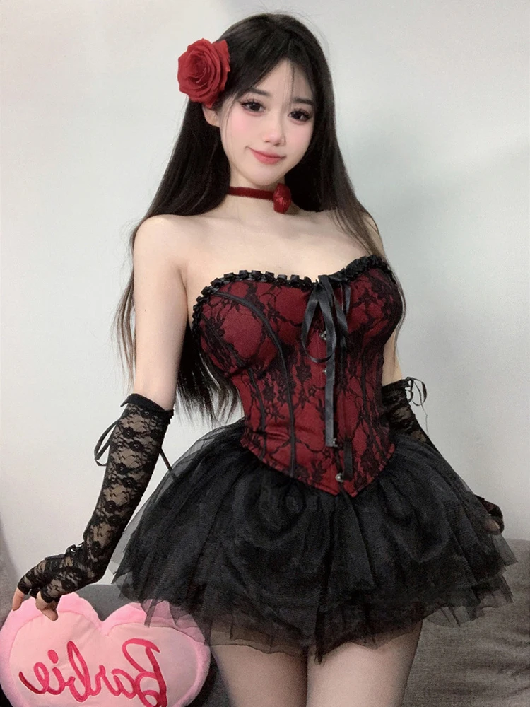 

Сексуальный костюм ведьмы Дьявили, платье на Хэллоуин для взрослых, крутое, пикантное, пышное платье на одно плечо с комплектом юбки